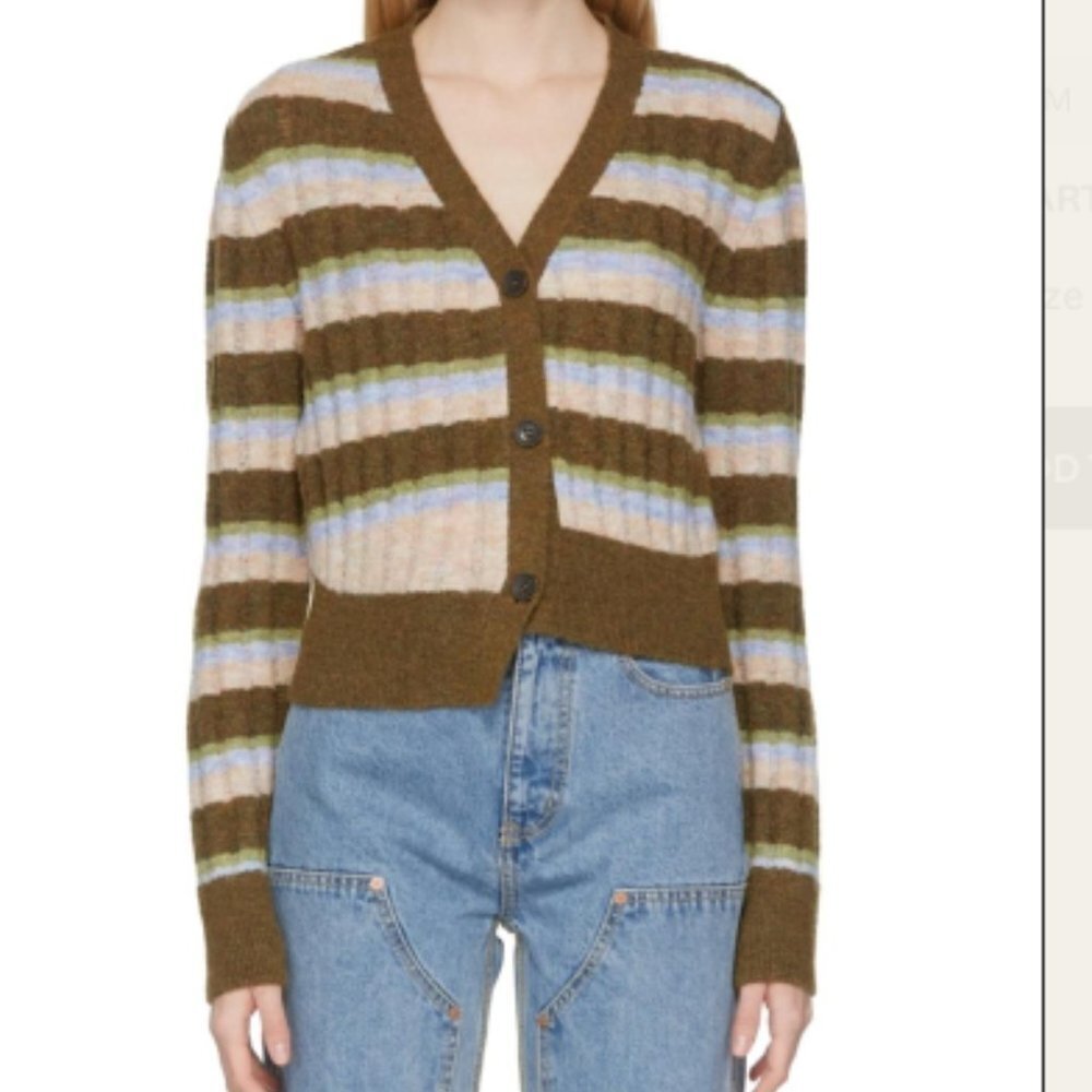 ANDERSSON BELL  Kelly Asymmetric Stripe Cardigan Sweater